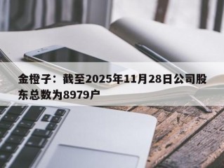 金橙子：截至2025年11月28日公司股东总数为8979户
