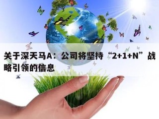 关于深天马A：公司将坚持“2+1+N”战略引领的信息
