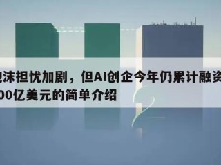 泡沫担忧加剧，但AI创企今年仍累计融资1500亿美元的简单介绍